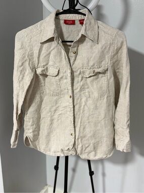 Valerie Stevens Natural Cream Linen Shirt Jacket